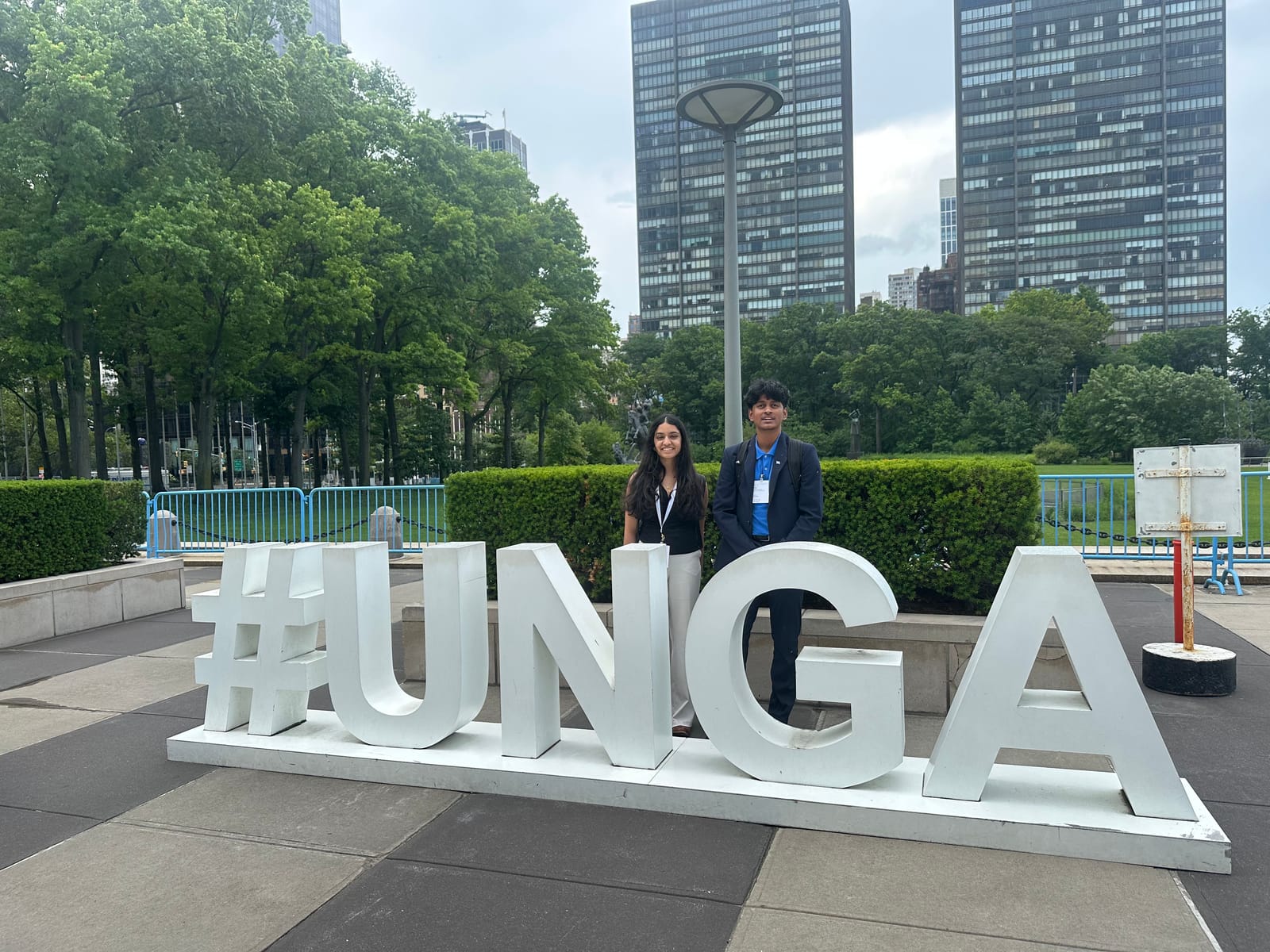 DTC members at the #UNGA sign at United Nations Headquarters